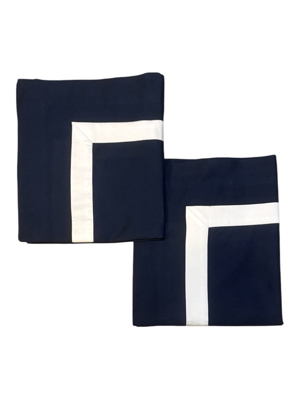 Boll & Branch Hemmed Set of 2 King Pillow Shams Blue White Insert Organic Cotton